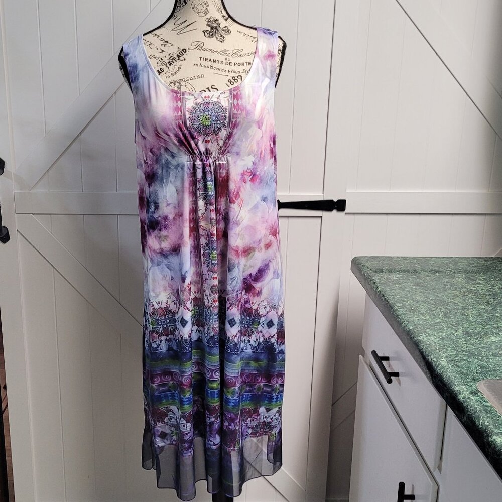 Live and Let Live  Purple Unique Design Summer Dress Size M NWOT